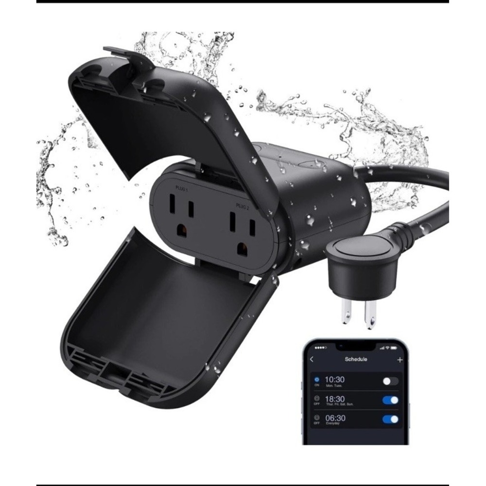 ELEGRP PQR20 Smart Wi-Fi Outdoor Plug 2 Individual Sockets Waterproof IP66